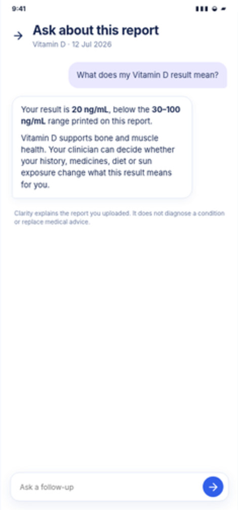 Clarity — a question about a result, answered in plain language